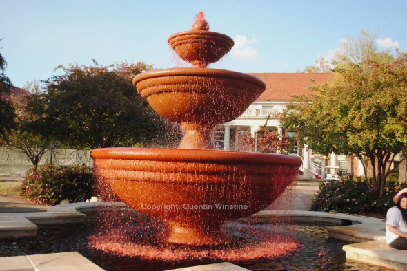 Pink Phi Mu Fountain for Breast Cancer Awareness Month